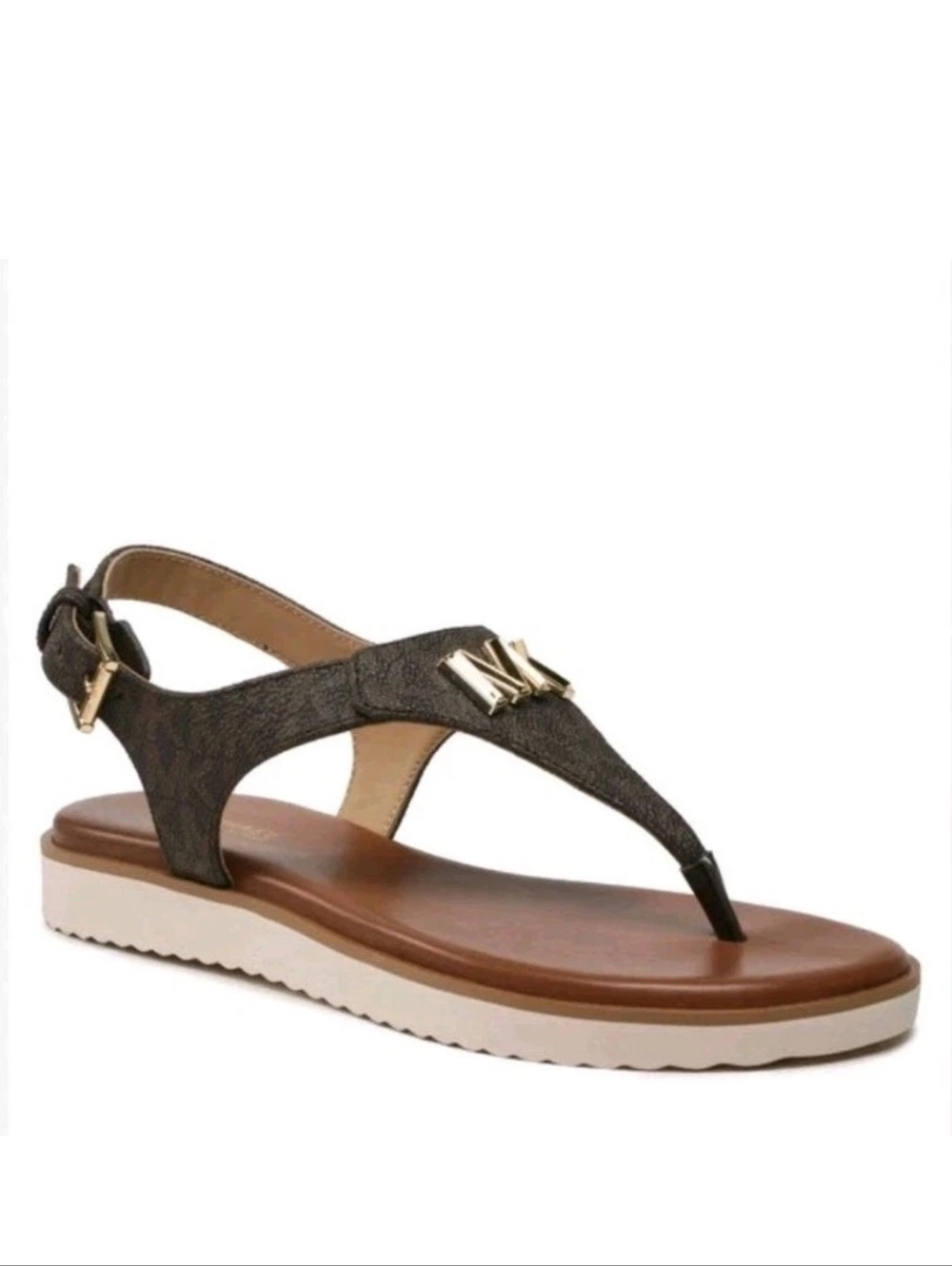 Michael Kors Jilly Flat Sandals Brown Logo - Size 9  **NEW**